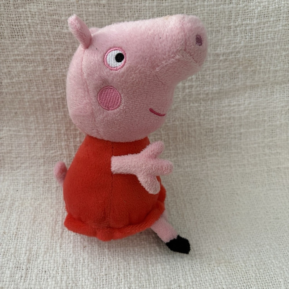 Peppa Pig Mini Beanie Plush 8" Stuffed Animal Toy Lovey Just Play Red Dress